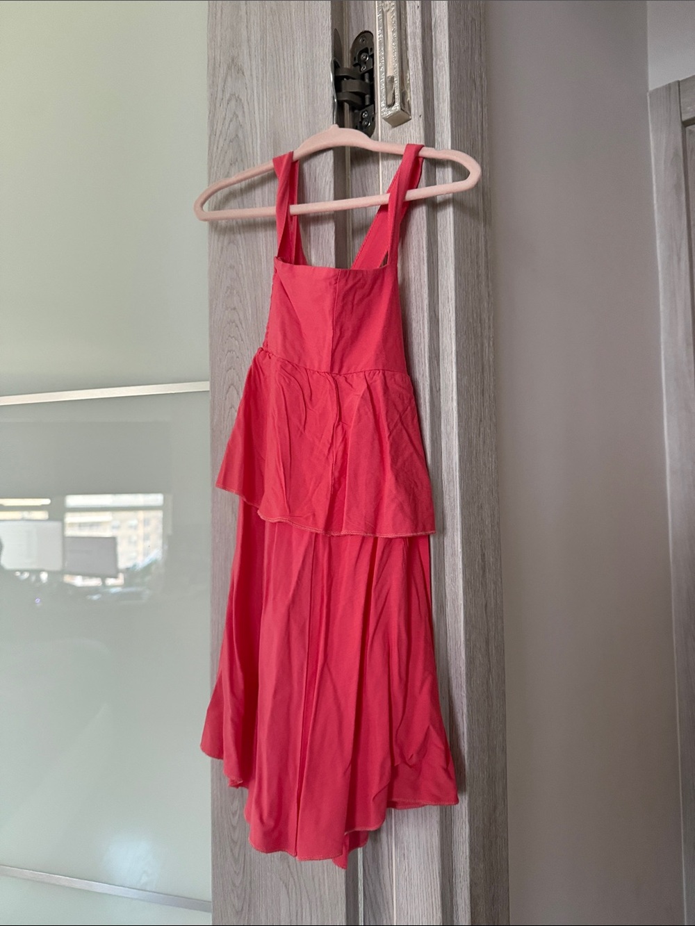 Chaser Coral Tiered High-Low Sundress